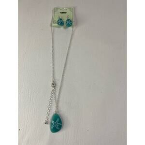 Icon Collection Starfish Sea glass look Necklace + Earring Set